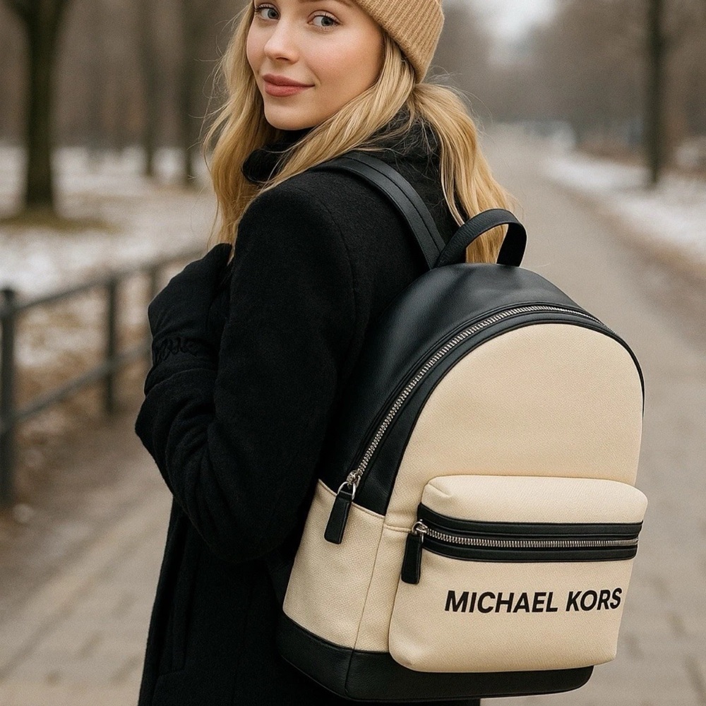 Michael Kors Cooper Canvas dome Backpack NWT new with tag white - Picture 15 of 15